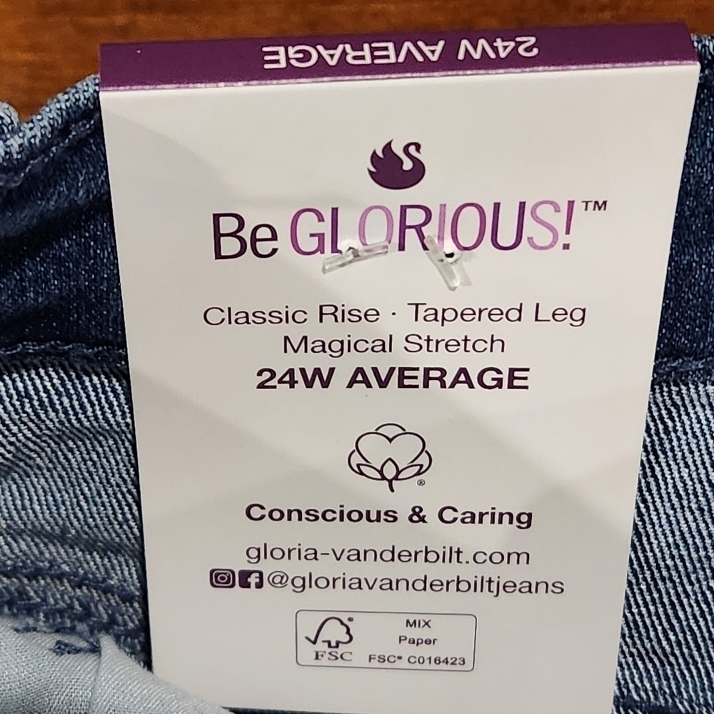 Gloria Vanderbilt Amanda Slimming Tapered Leg Women Jeans Size 24W NWT - Picture 10 of 13